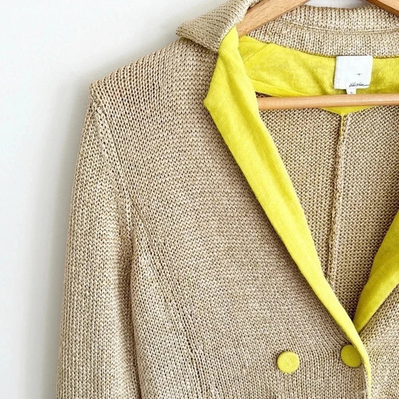 3.1 Phillip Lim gold yellow shimmer metallic long sleeve blazer sweater cardigan - Picture 3 of 6